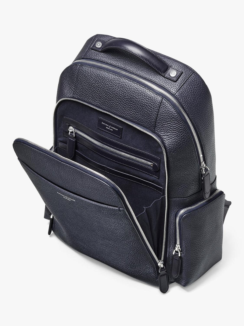 Aspinal of London leather backpack in navy (British brand)