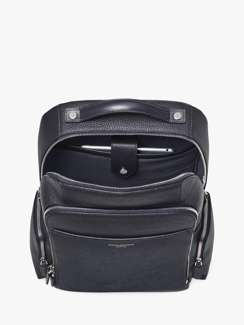 Aspinal of London leather backpack in navy (British brand)