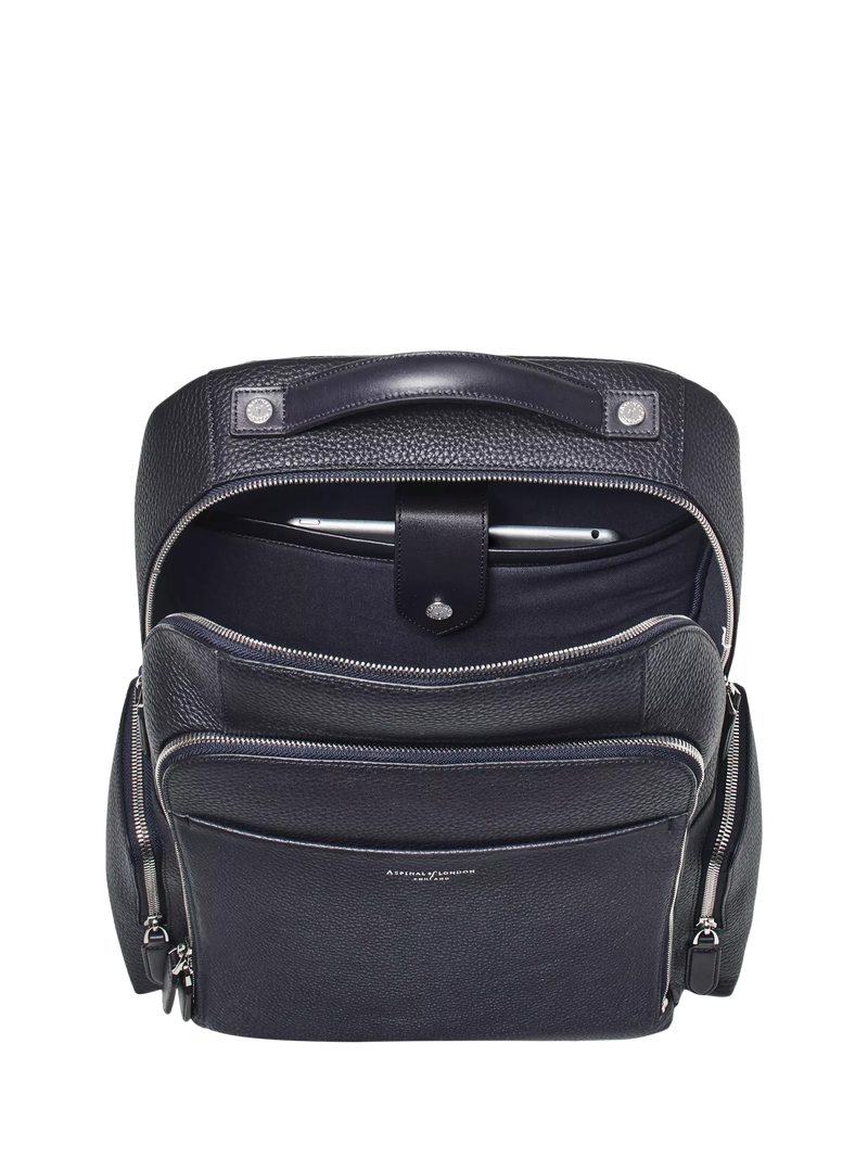 Aspinal of London leather backpack in navy (British brand)