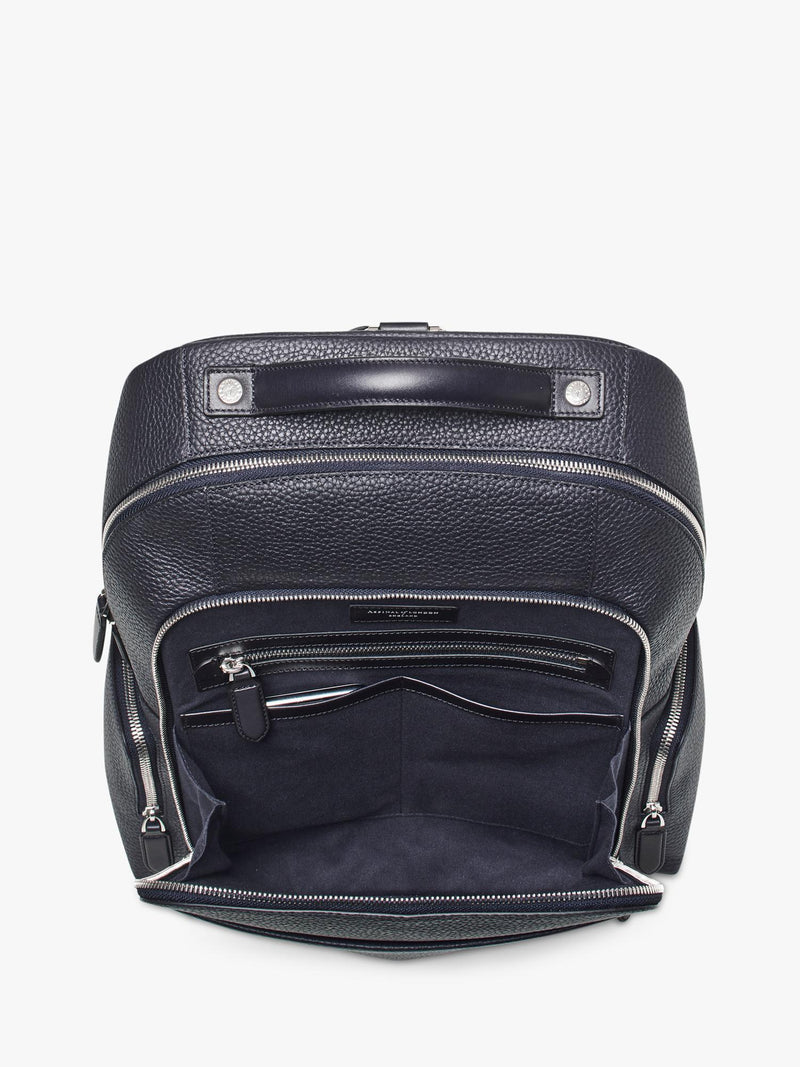 Aspinal of London leather backpack in navy (British brand)