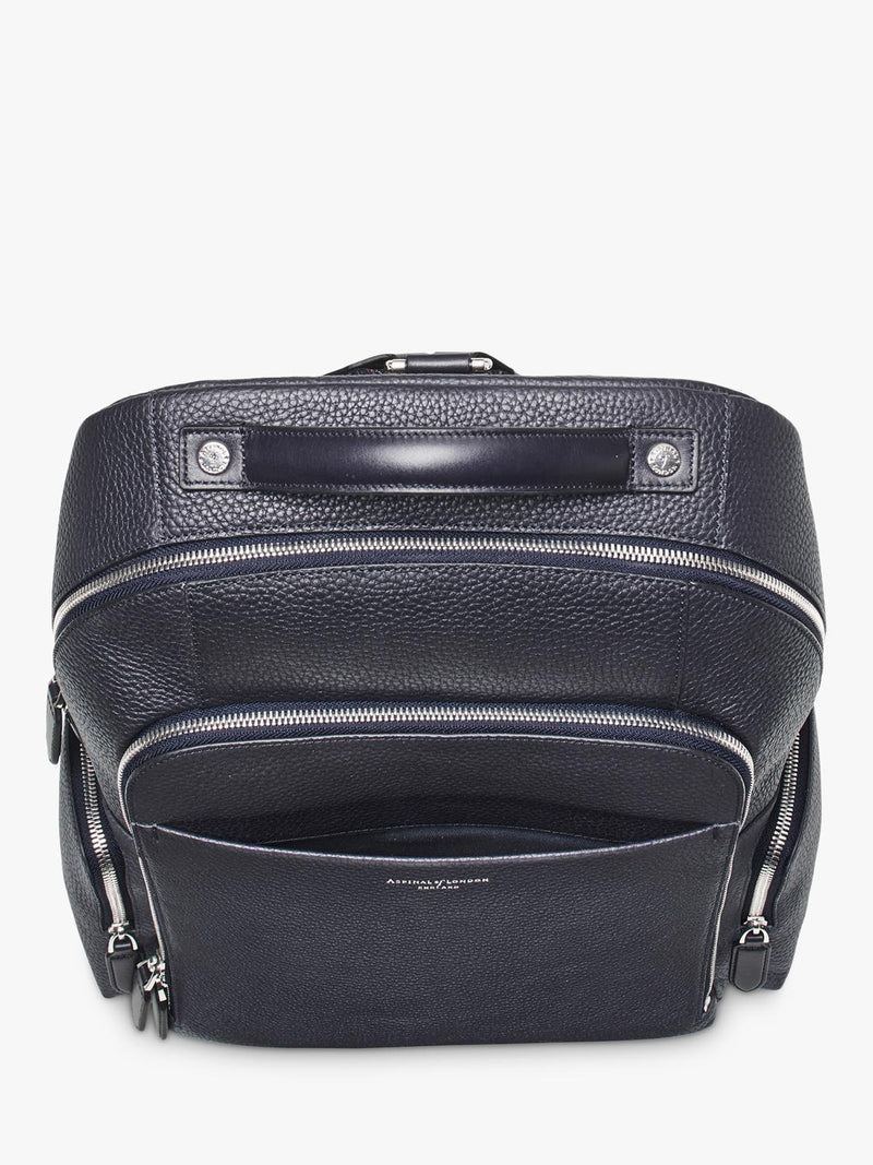 Aspinal of London leather backpack in navy (British brand)