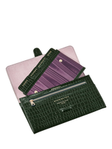 John Lewis Aspinal of London Croc Effect Leather Travel Wallet, Evergreen- Buy online at McGrocer