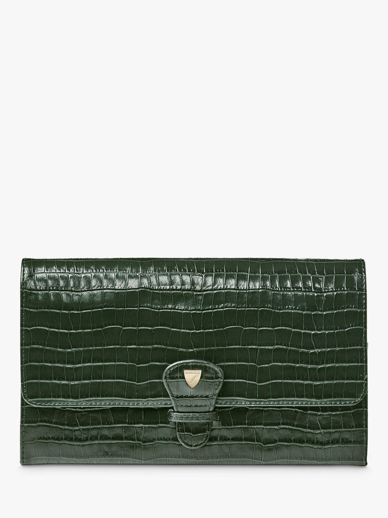 Aspinal of London Croc Effect Leather Travel Wallet Evergreen (British brand)