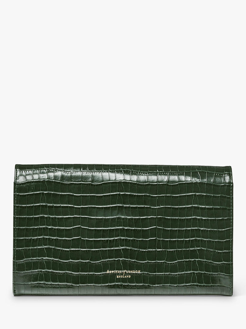 Aspinal of London Croc Effect Leather Travel Wallet Evergreen (British brand)