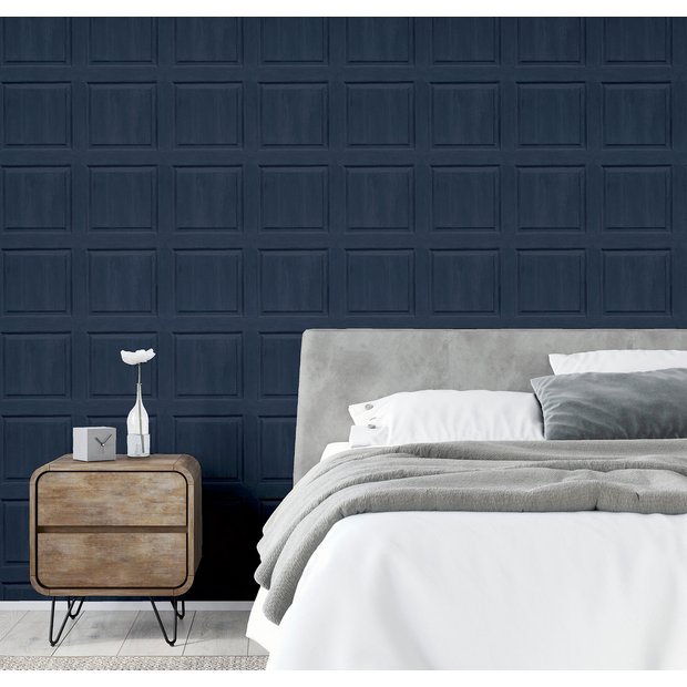Arthouse Washed Panel Navy decorative wallpaper roll - British product