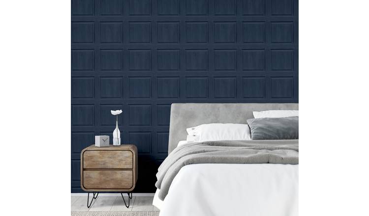 Arthouse Washed Panel Navy decorative wallpaper roll - British product