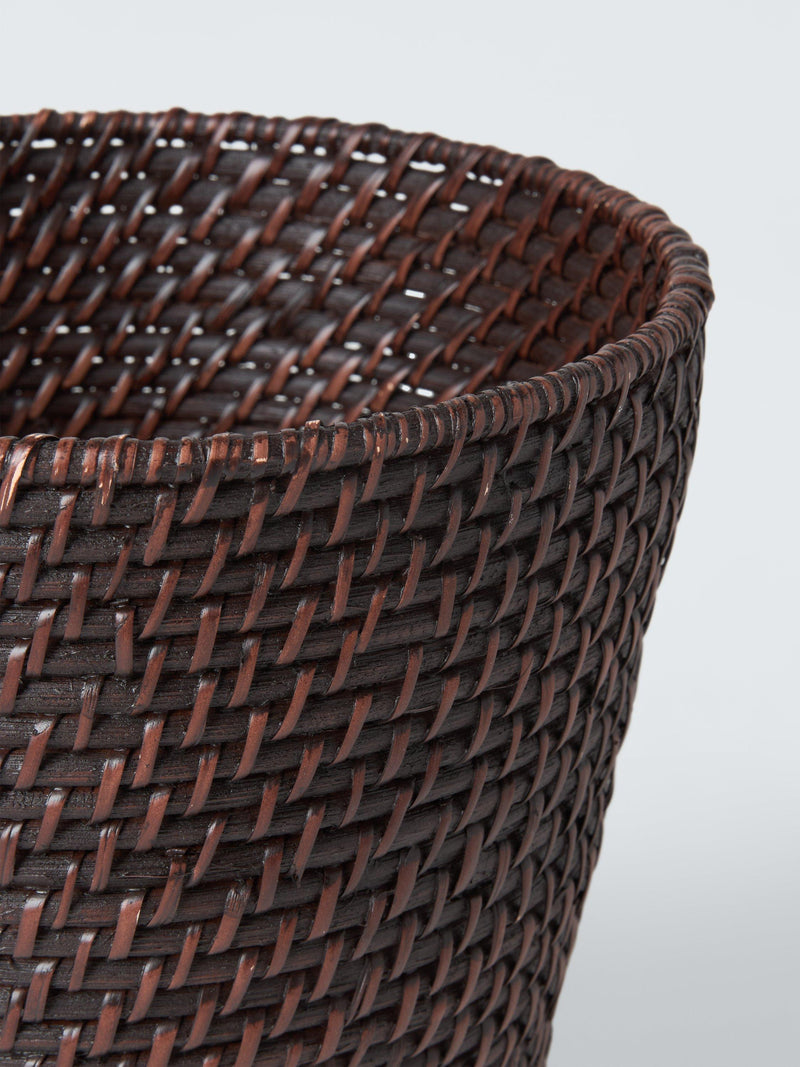John Lewis rattan wastepaper basket in cocoa finish, imported from the UK