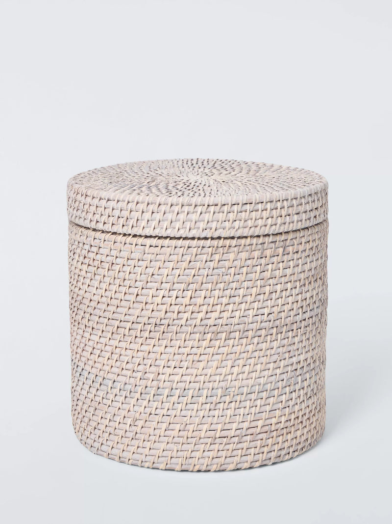 John Lewis whitewash rattan basket with lid large, imported from the UK