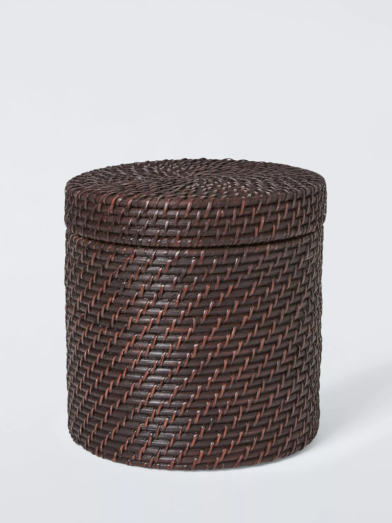 John Lewis lidded rattan storage basket small cacao washed (British brand)