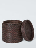 John Lewis lidded rattan storage basket small cacao washed (British brand)