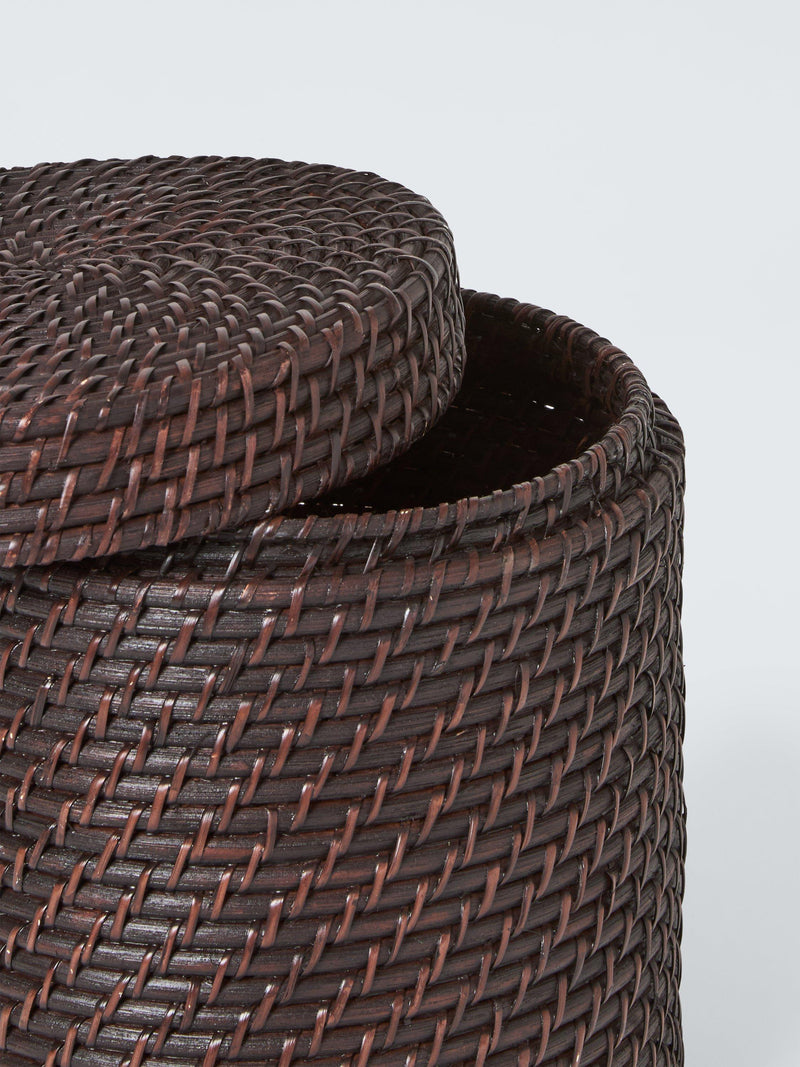 John Lewis lidded rattan storage basket small cacao washed (British brand)