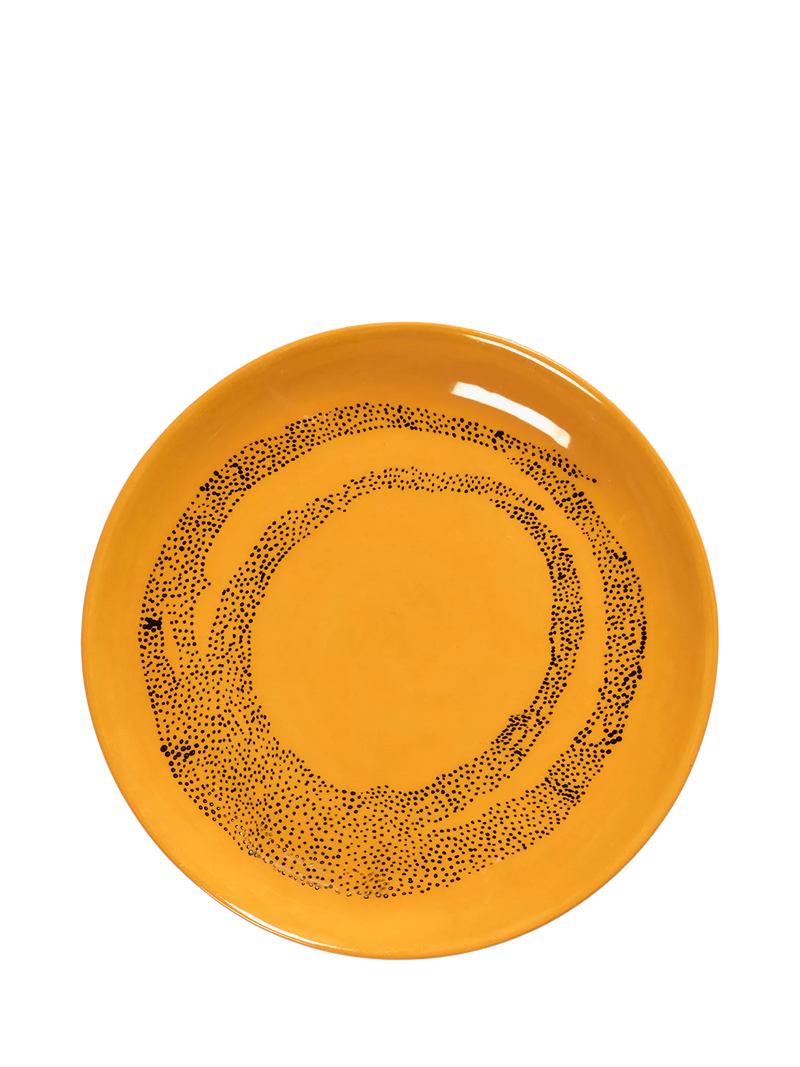 Serax stoneware side plates set of 4 yellow dots 18cm, imported from the UK