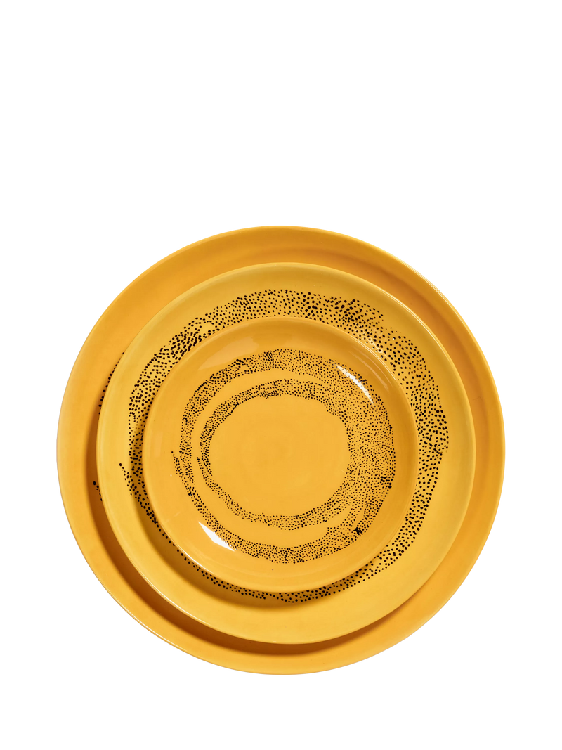 Serax stoneware side plates set of 4 yellow dots 18cm, imported from the UK