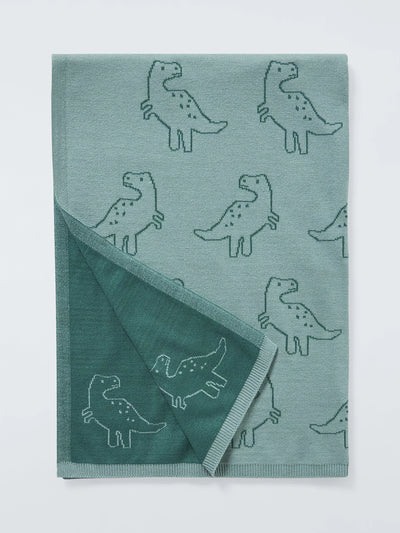 John Lewis John Lewis Kids' Dinosaur Knit Blanket Multi 80cm x 100cm- Buy online at McGrocer