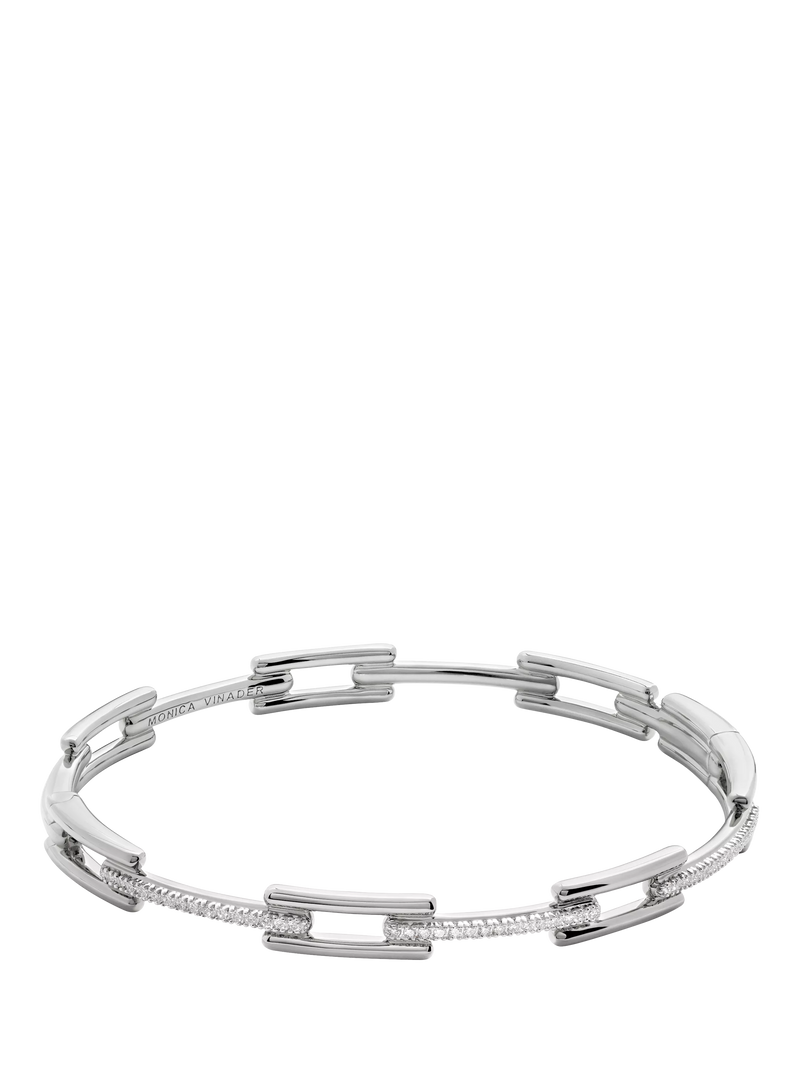 Monica Vinader Lab Grown Diamond Signature Link Skinny Bangle Silver