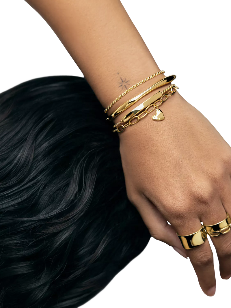 Monica Vinader gold heart charm chain bracelet 20cm, UK version