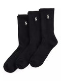 Ralph Lauren cushioned sport crew socks 3-pack black, UK version
