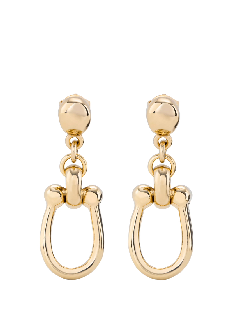 UNOde50 Youthful Collection horseshoe drop earrings gold, imported from the UK