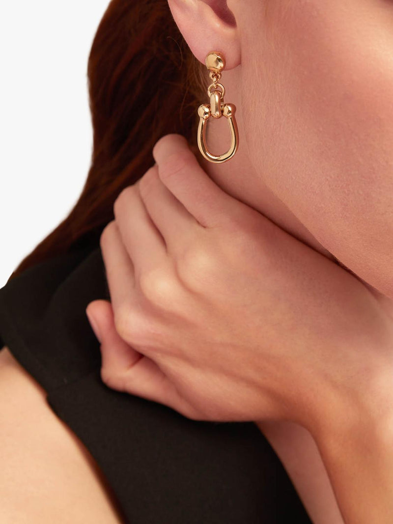 UNOde50 Youthful Collection horseshoe drop earrings gold, imported from the UK