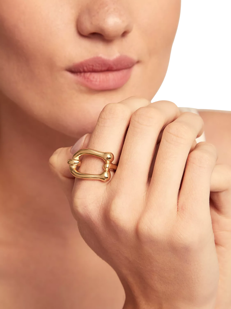 UNOde50 gold plated link ring size S 1/2, UK version
