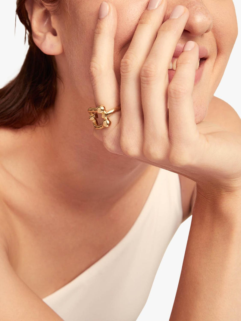 UNOde50 gold plated link ring size S 1/2, UK version