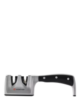 John Lewis WÜSTHOF 2-Stage Pull-Through V-Shape Kitchen Knife Sharpener, Black/Silver- Buy online at McGrocer