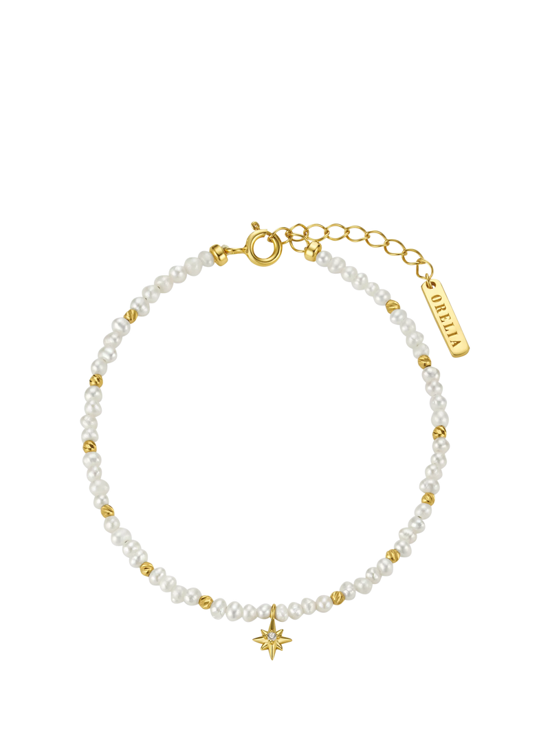 Orelia pearl bead star bracelet pale gold, UK version