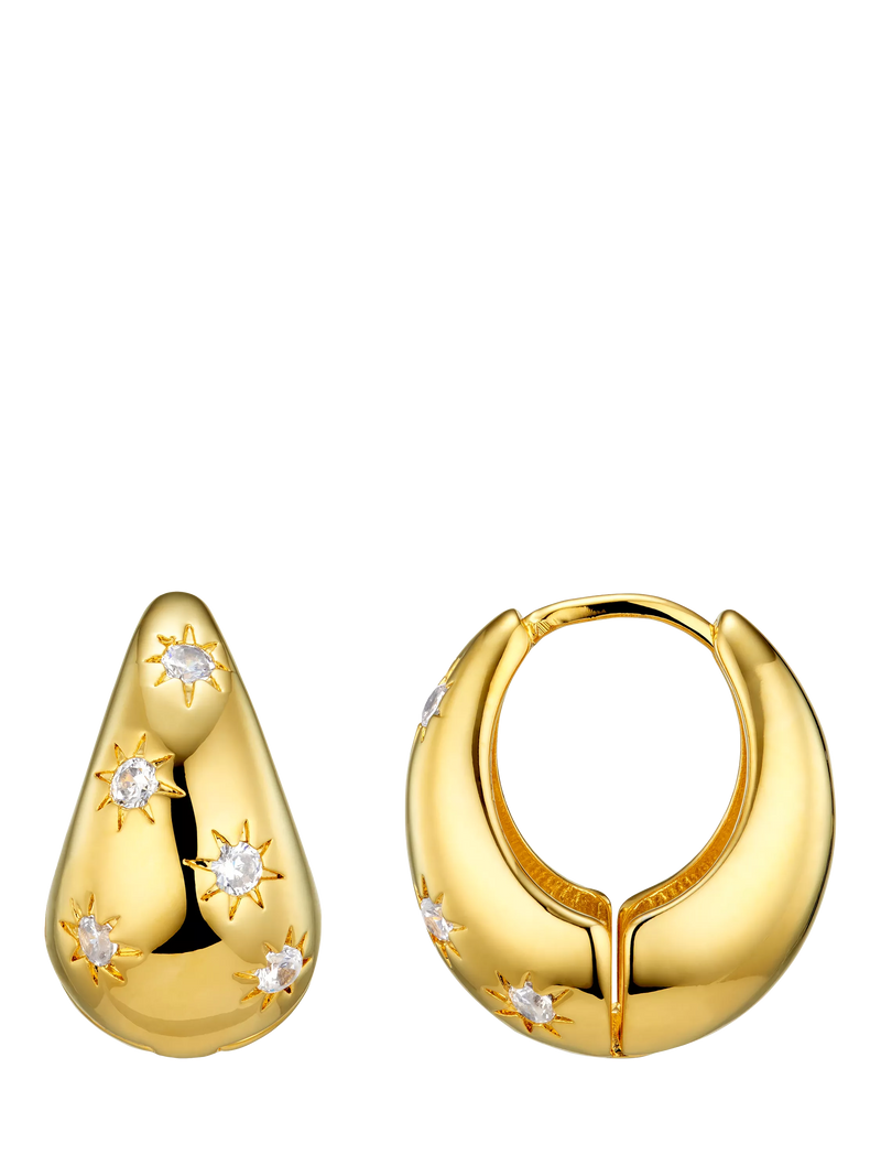 Orelia tapered crystal hoop earrings pale gold 16mm, imported from the UK