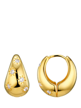 John Lewis Orelia Tapered Crystal Hoop Earrings, Pale Gold, 16mm- Buy online at McGrocer