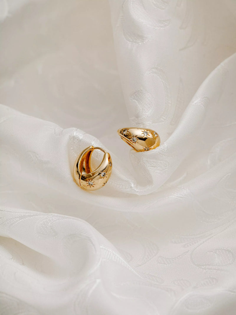 Orelia tapered crystal hoop earrings pale gold 16mm, imported from the UK
