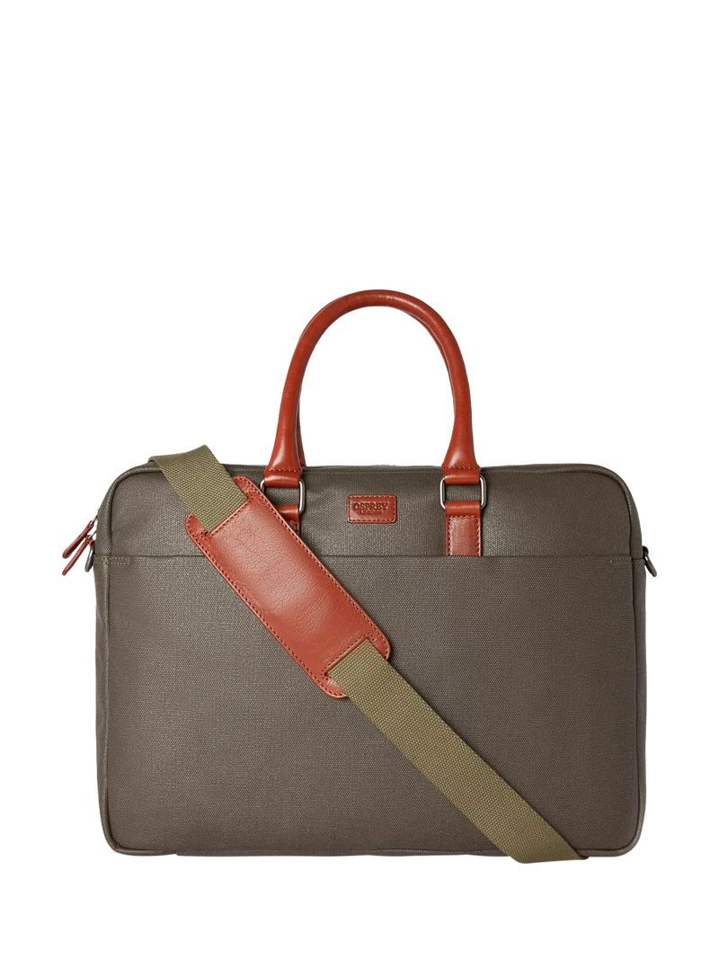 OSPREY LONDON The Grantham Wachsleinwand und Leder Laptoptasche
