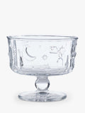 Pressed Glass Dessert Bowl Set of 4 with Moon and Stars Design, 11.5cm, Clear