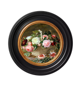 John Lewis Brookpace Lascelles Basket of Flowers Porthole Round Framed Canvas Print Black/Multi 43cm- Buy online at McGrocer