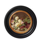 John Lewis Brookpace Lascelles Rose & Red Grapes Round Framed Canvas Print, Black/Multi, Wall Art, 43cm- Buy online at McGrocer
