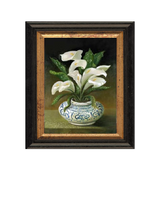 John Lewis Brookpace Lascelles White Flowers in Vase Framed Canvas Print White/Blue 44 x 36cm- Buy online at McGrocer