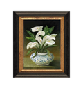 Brookpace Lascelles white flowers in vase framed canvas print white/blue 44 x 36cm - British product