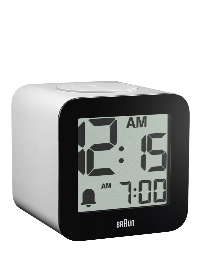 Braun BC25 white digital speaking alarm clock, UK version