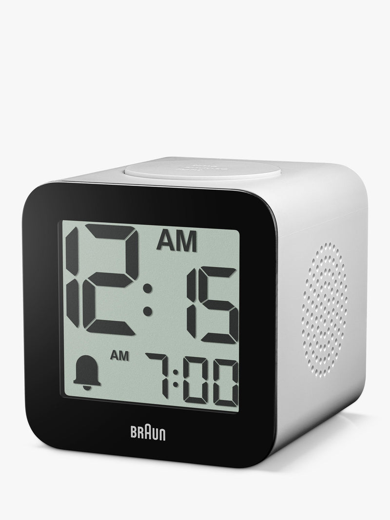 Braun BC25 white digital speaking alarm clock, UK version