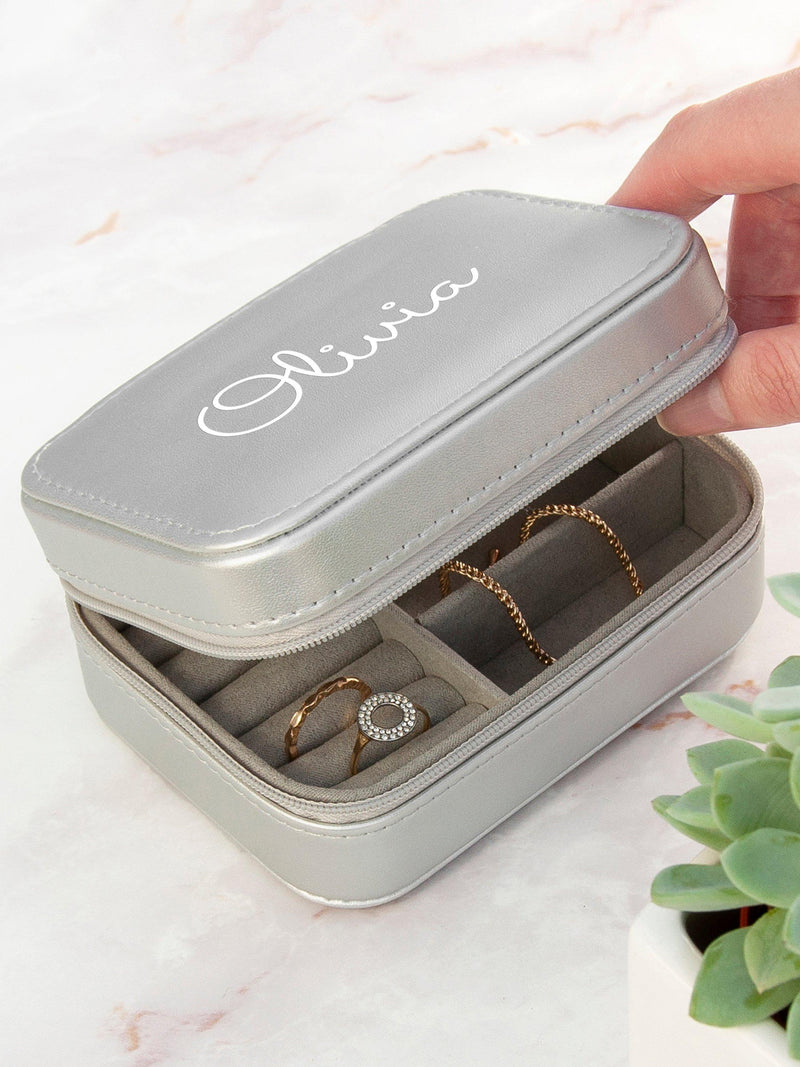 Treat Republic personalised silver travel jewellery case, imported from the UK