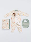 John Lewis baby animal print gift set with sleepsuit, bib, blanket and bear, UK version