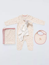 John Lewis John Lewis Baby Floral Bunny Sleepsuit, Bib, Blanket and Comforter Gift Set- Buy online at McGrocer