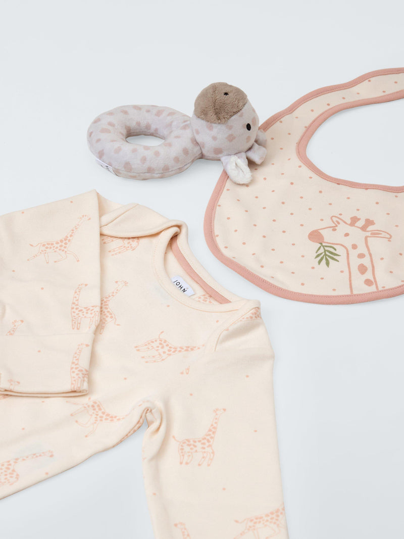 John Lewis giraffe sleepsuit and toy gift set (British brand)