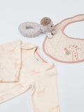 John Lewis giraffe sleepsuit and toy gift set (British brand)