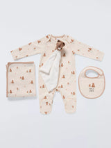 John Lewis John Lewis Baby Born in 2025 Sleepsuit, Bib, Blanket and Bear Comforter Gift Set- Buy online at McGrocer