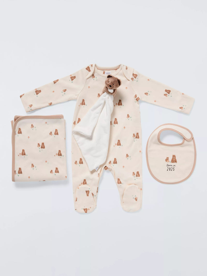 John Lewis baby gift set sleepsuit blanket bear comforter, UK version