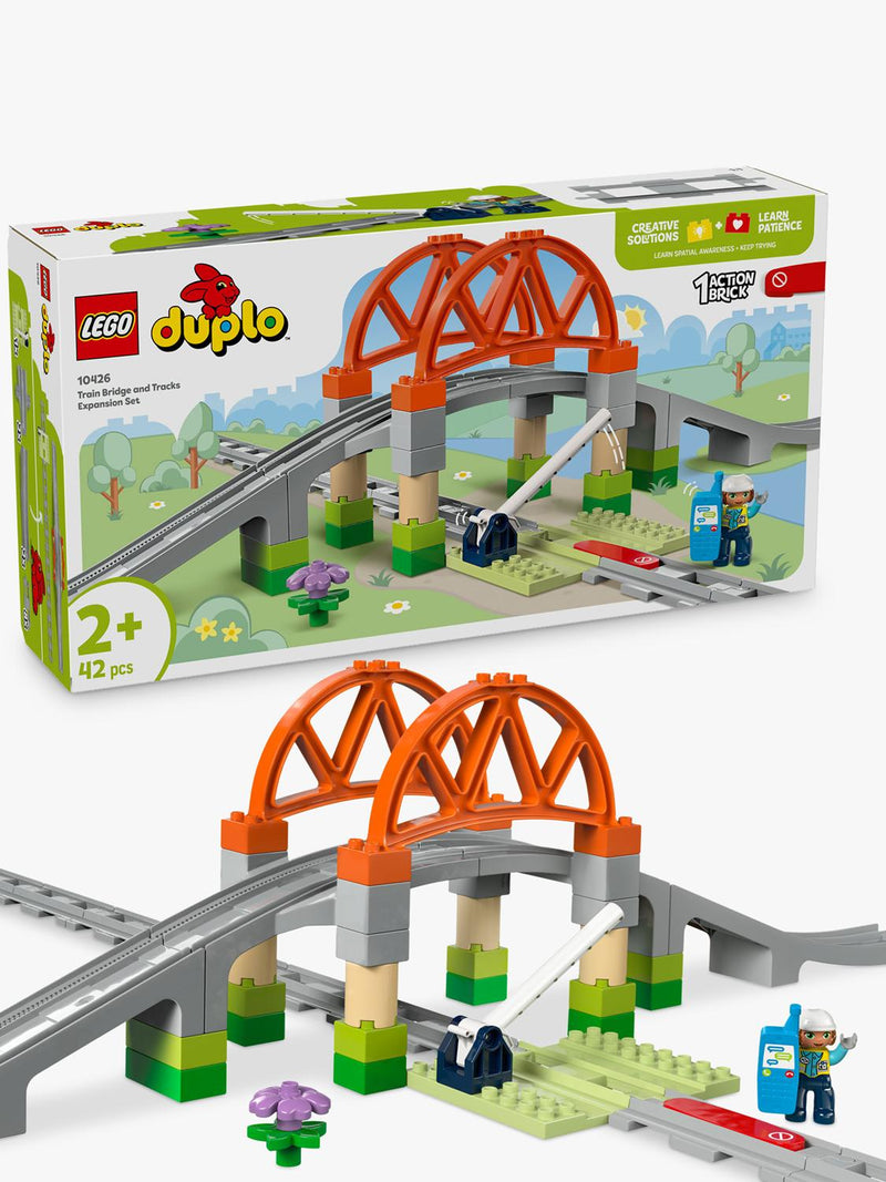 LEGO train bridge and tracks expansion toy for toddlers aged 2+, UK version