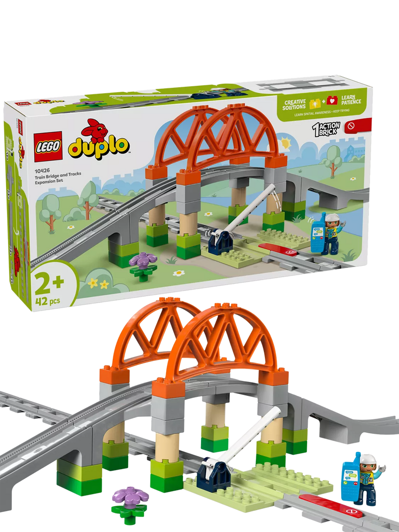 LEGO train bridge and tracks expansion toy for toddlers aged 2+, UK version