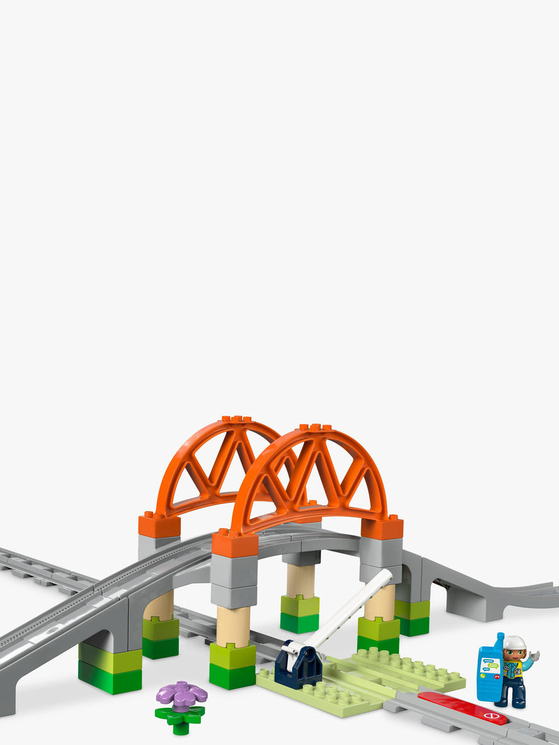 LEGO train bridge and tracks expansion toy for toddlers aged 2+, UK version