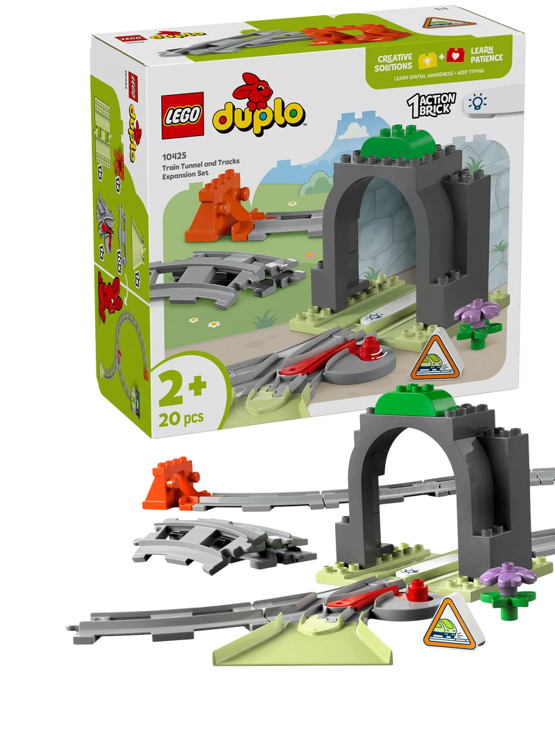 LEGO DUPLO train tunnel and tracks expansion set for toddlers, UK version