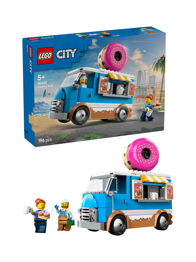 LEGO City Doughnut Truck Toy Set with 2 minifigures, UK version